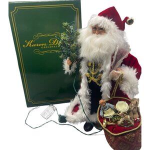 karen Didion santa figurine lighted traditional CC16-90 17" tall red green READ